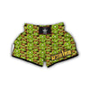 Kiwi Watercolor Green Brown Print Pattern Muay Thai Boxing Shorts-grizzshop