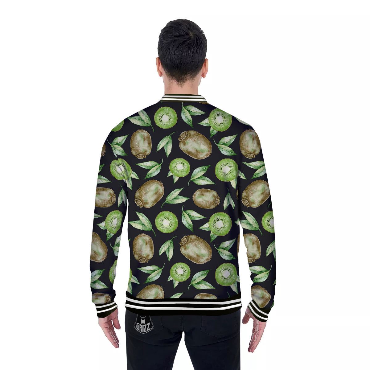 Kiwi Watercolor Print Pattern Baseball Jacket-grizzshop