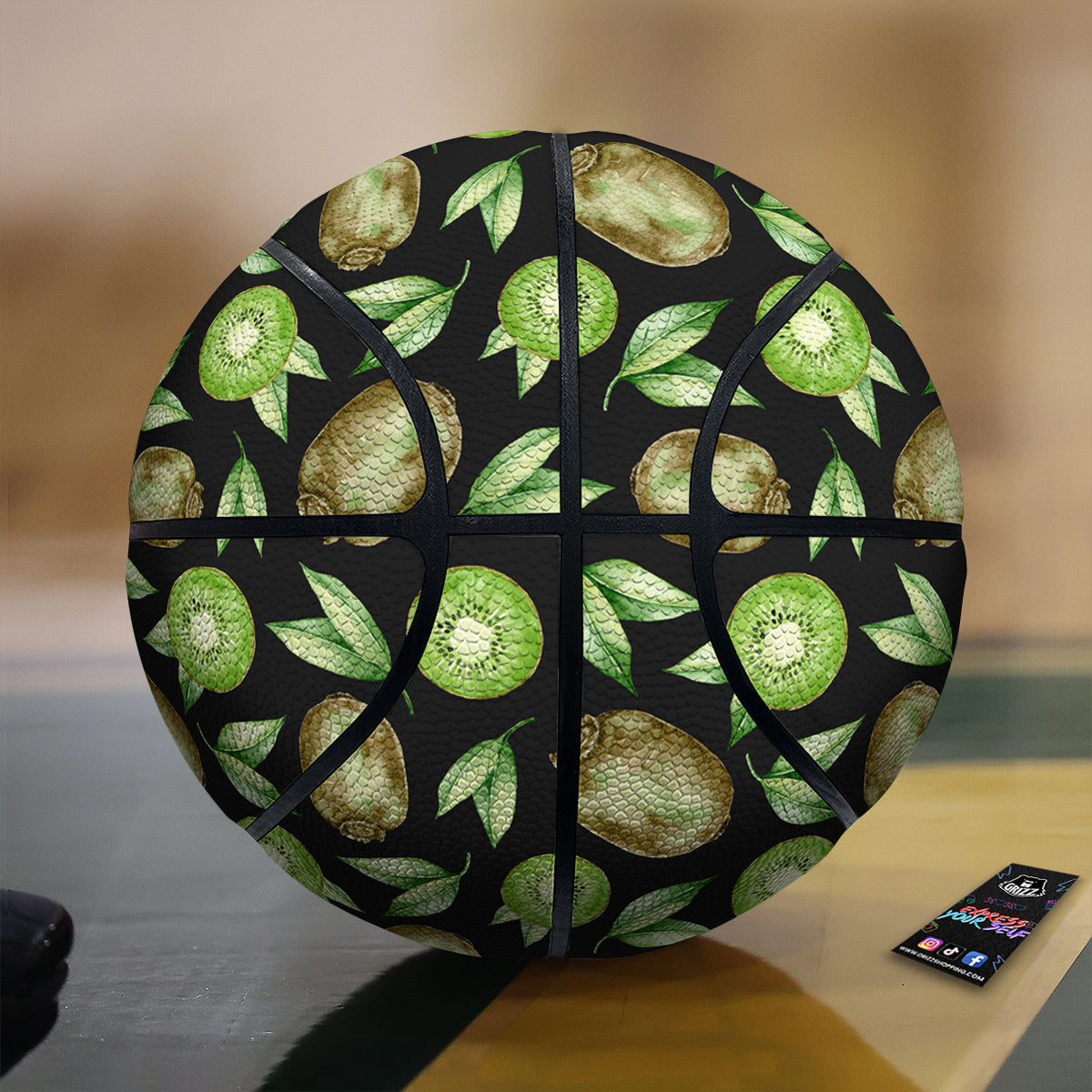 Kiwi Watercolor Print Pattern Basketball