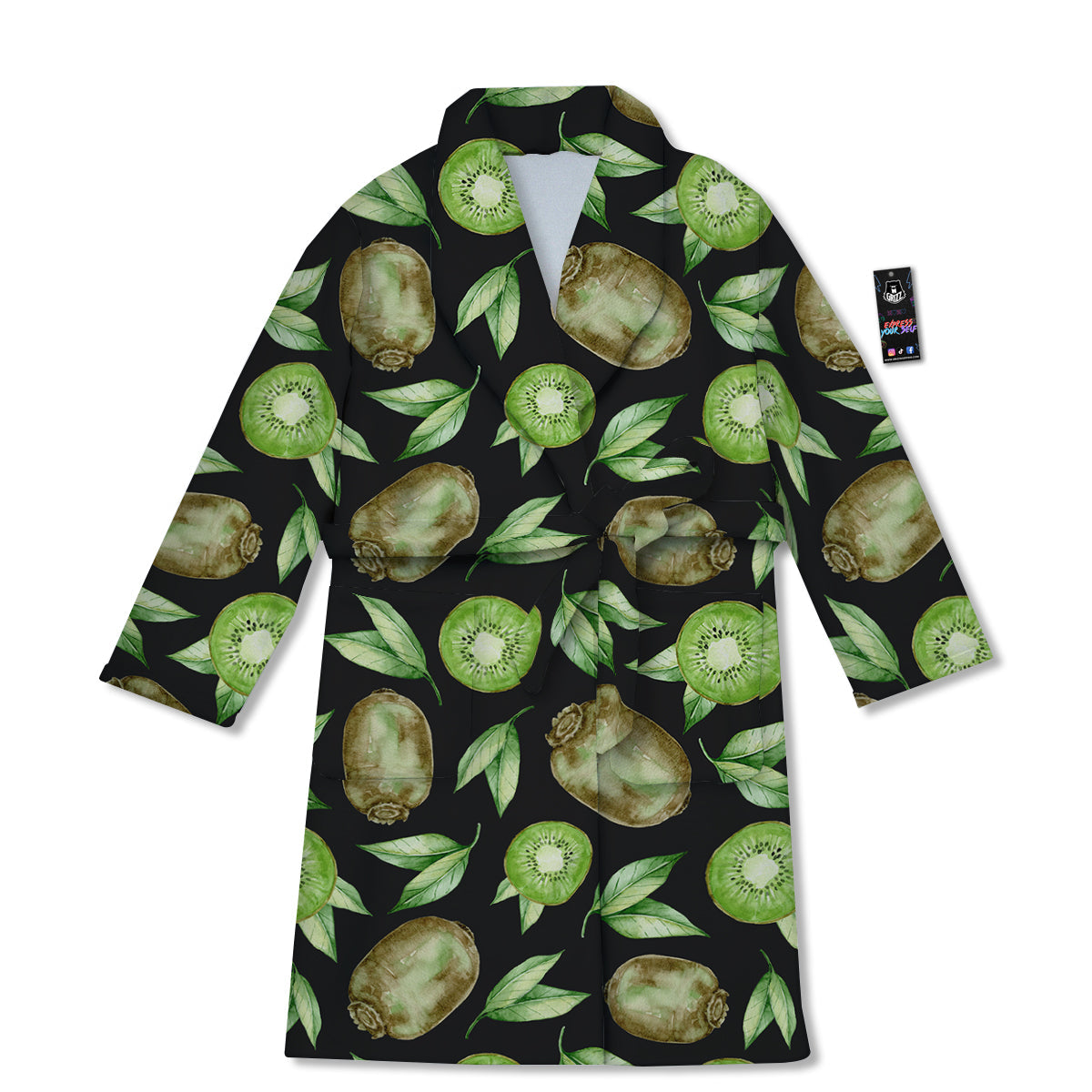 Kiwi Watercolor Print Pattern Bathrobe-grizzshop