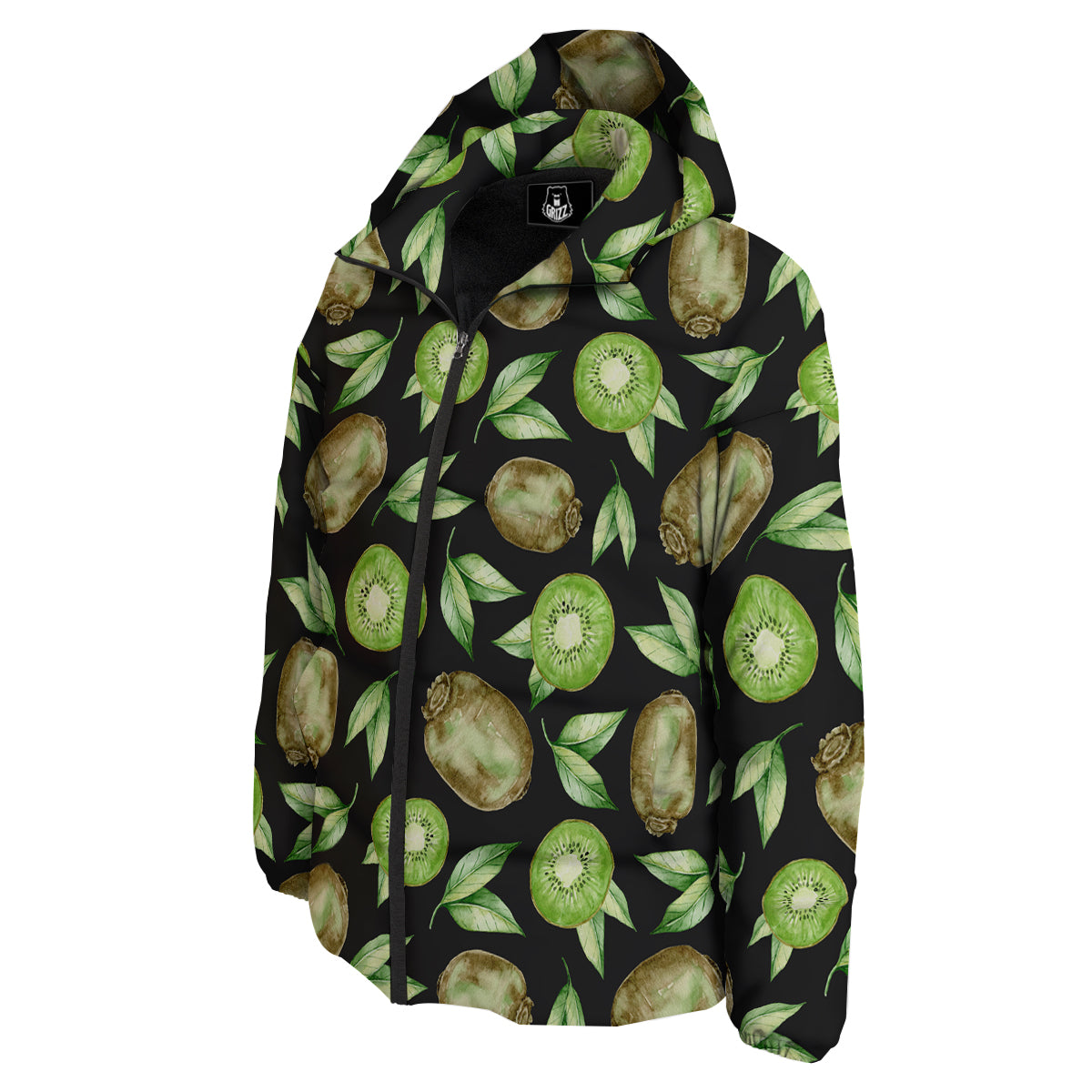 Kiwi Watercolor Print Pattern Down Jacket-grizzshop