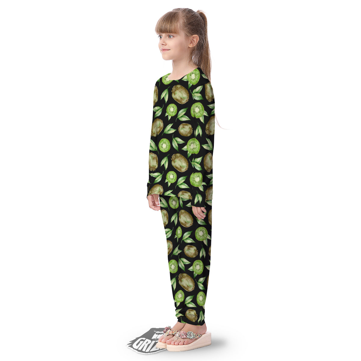 Kiwi Watercolor Print Pattern Kid's Pajamas-grizzshop