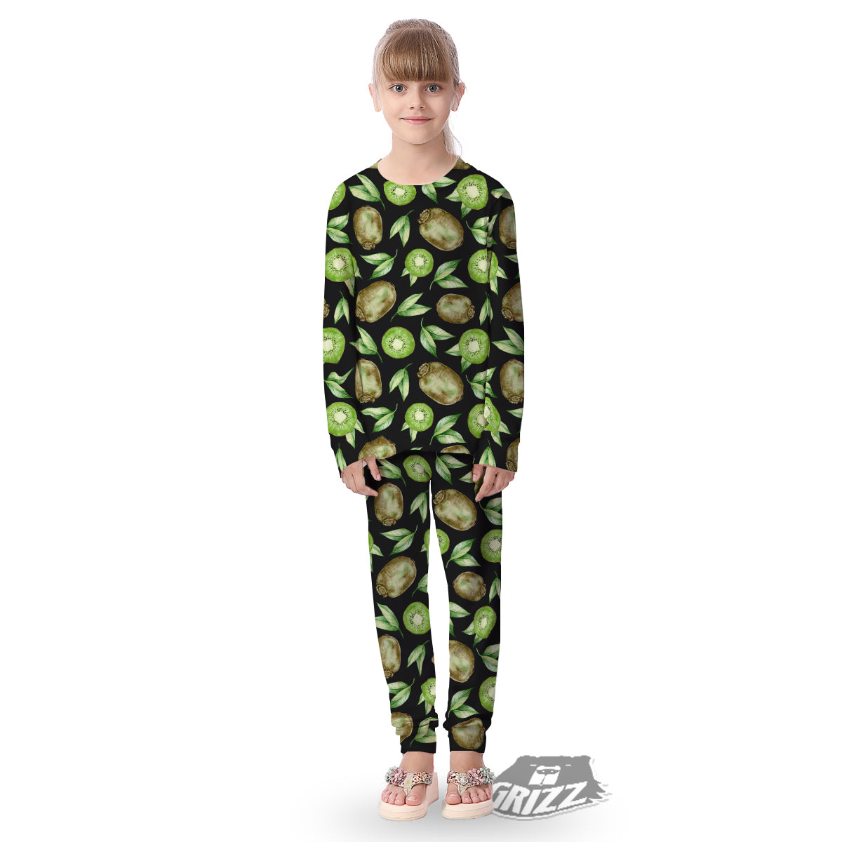 Kiwi Watercolor Print Pattern Kid's Pajamas-grizzshop