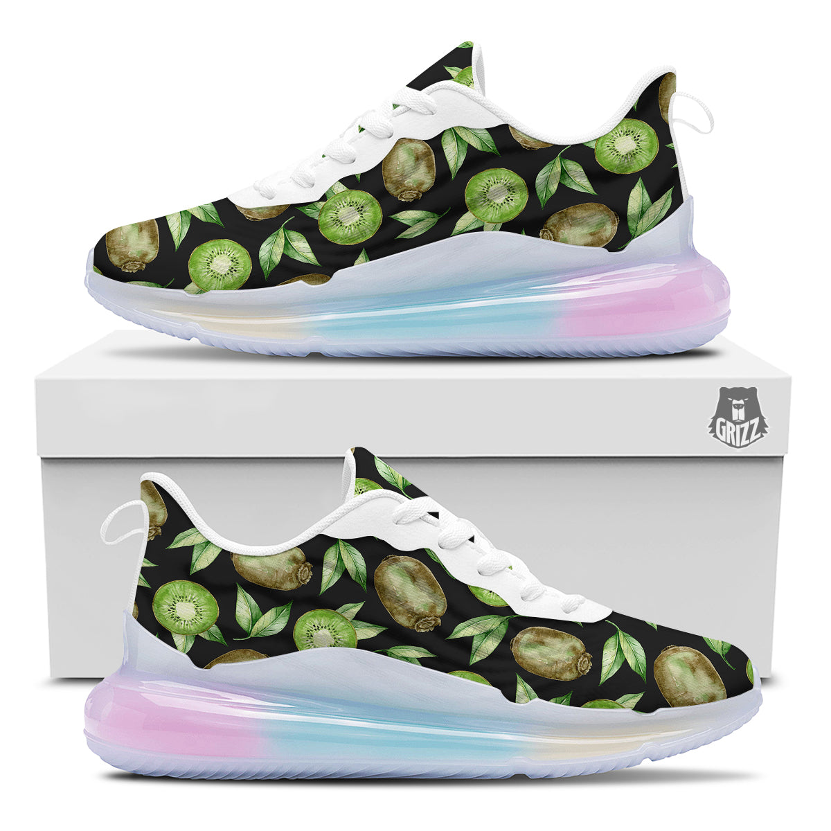 Kiwi Watercolor Print Pattern Running Sneakers-grizzshop