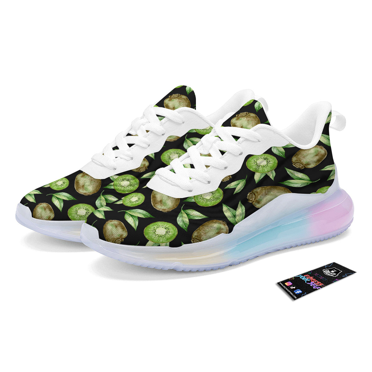 Kiwi Watercolor Print Pattern Running Sneakers-grizzshop