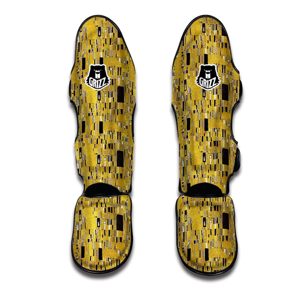 Klimt Gold Print Pattern Muay Thai Shin Guards-grizzshop