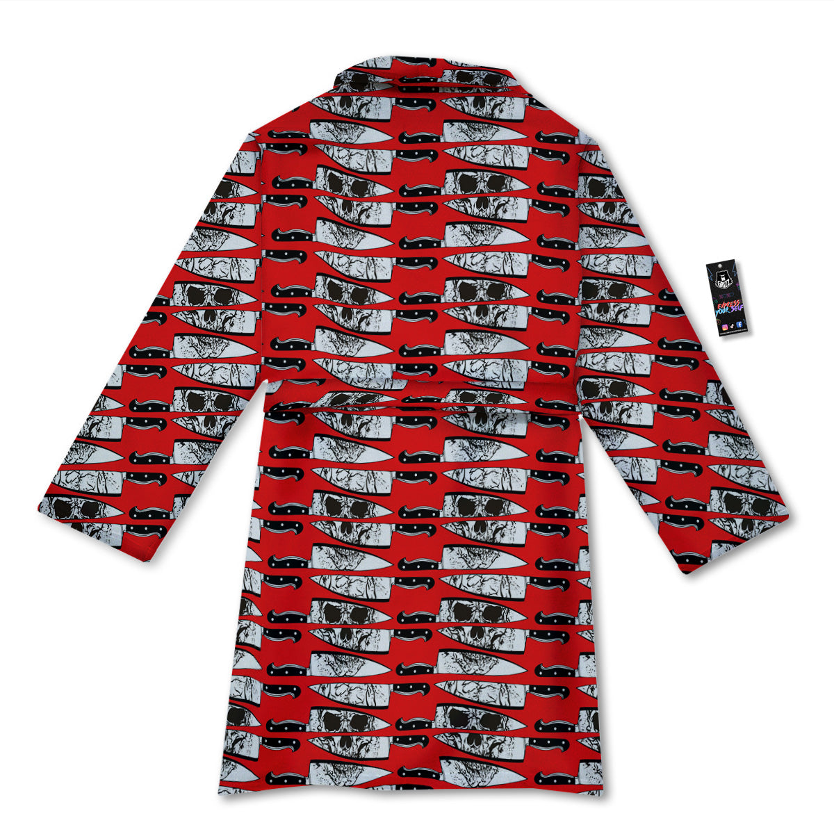 Knife And Skull Red Print Pattern Bathrobe-grizzshop