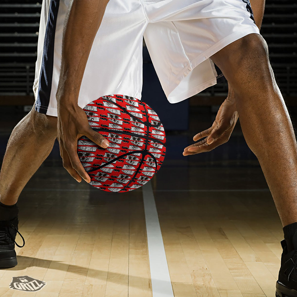 Knife And Skull Red Print Pattern Basketball