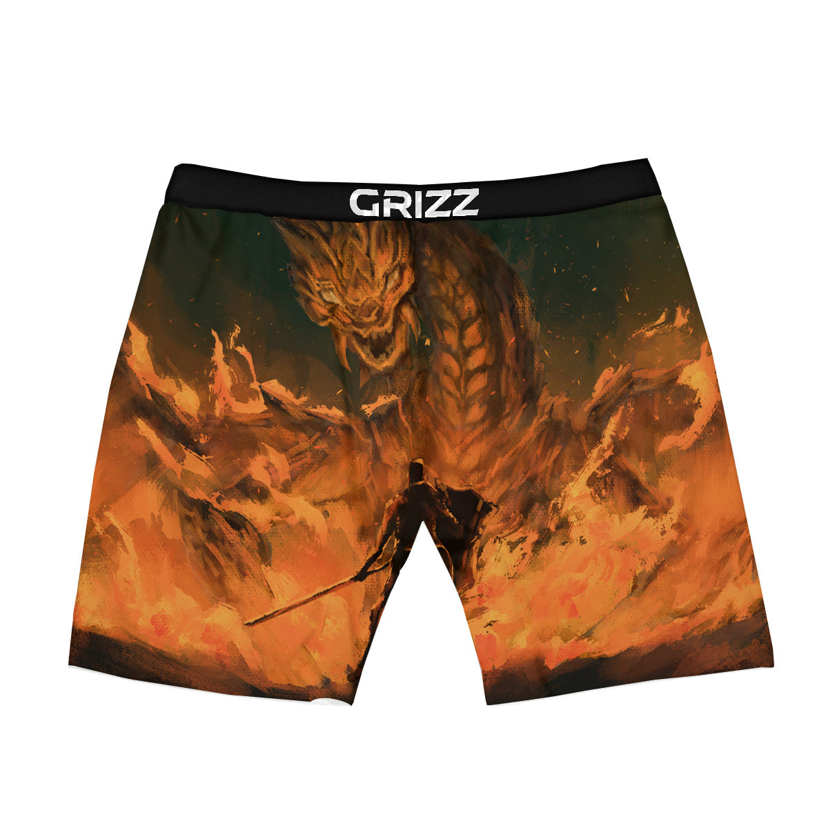 Knight Fight With Dragon Print Boxer Briefs-grizzshop