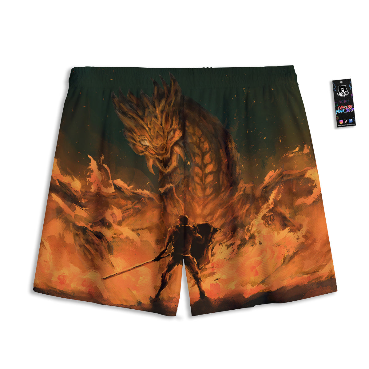Moon And Gold Sun Print Pattern Mesh Shorts