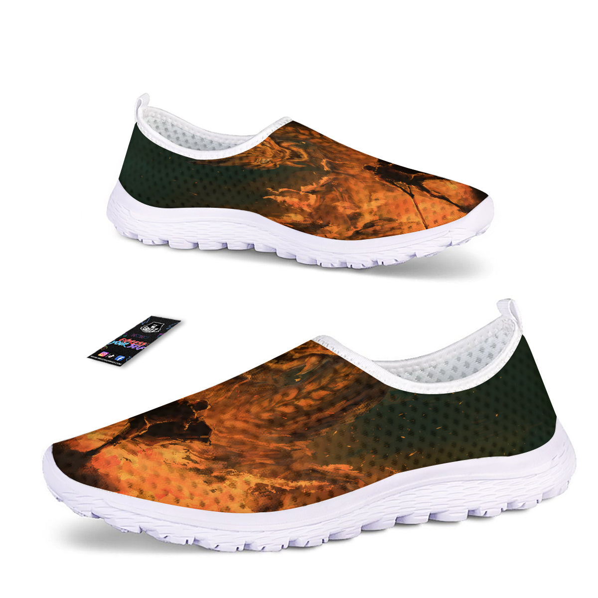 Knight Fight With Dragon Print Nurse Shoes-grizzshop
