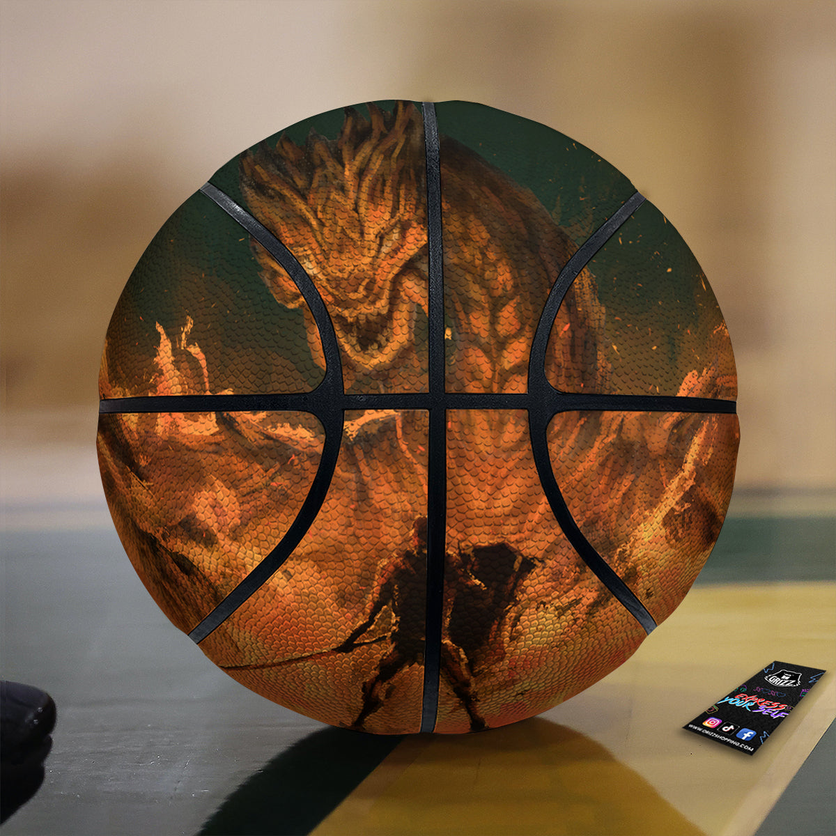 Knight Fight With Dragon Print Basketball