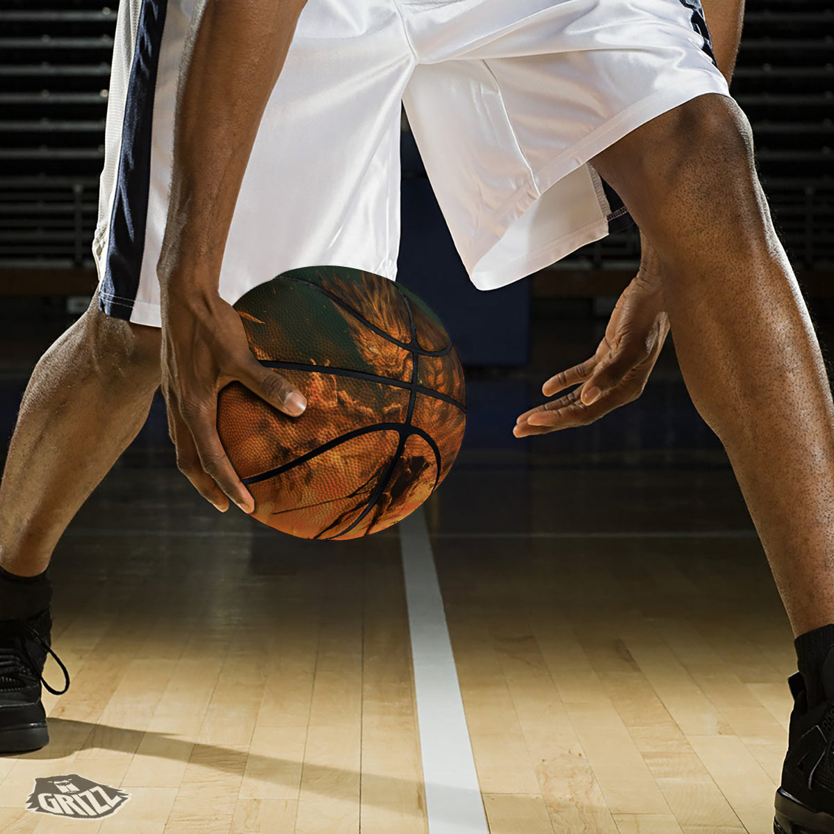 Knight Fight With Dragon Print Basketball