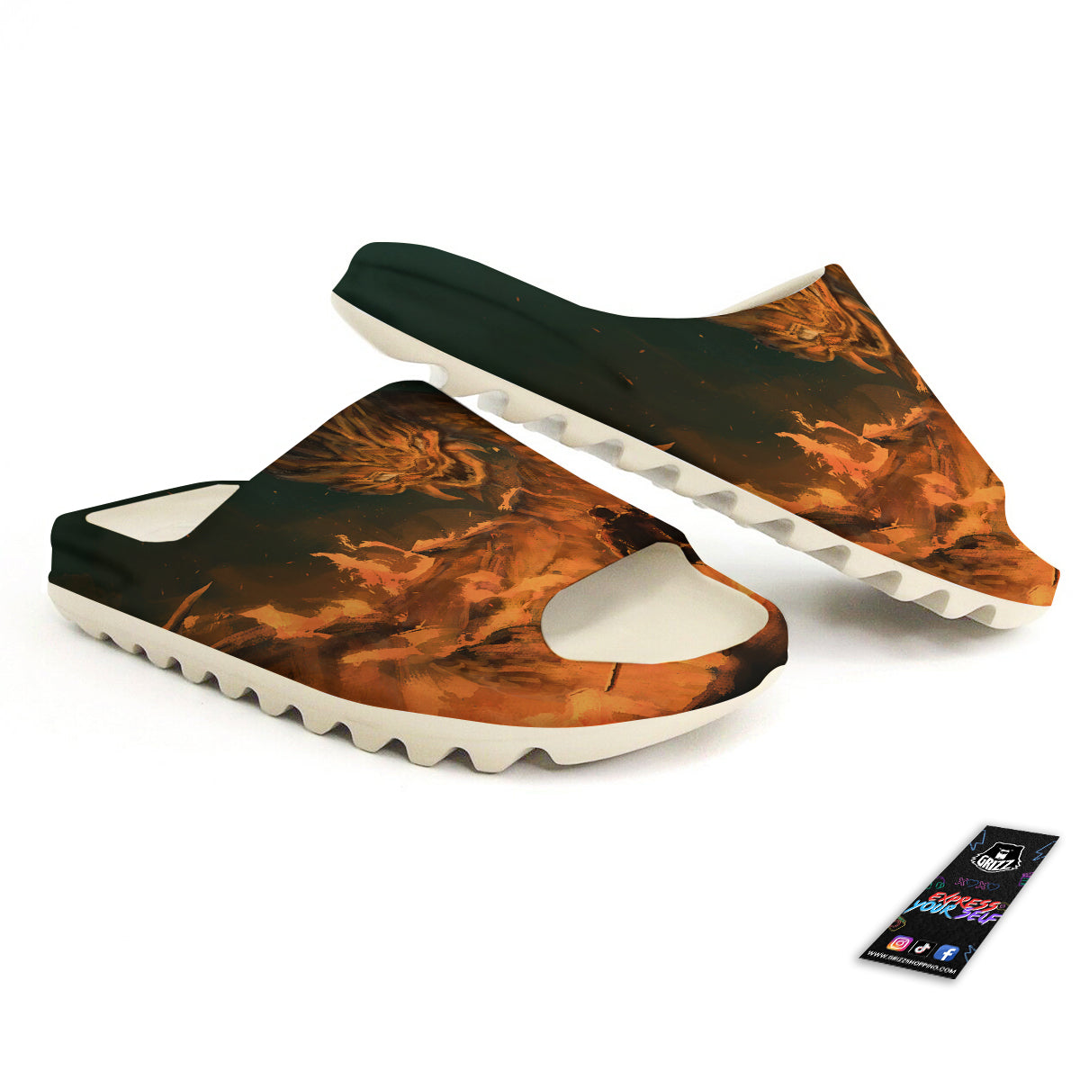 Knight Fight With Dragon Print Sandals-grizzshop