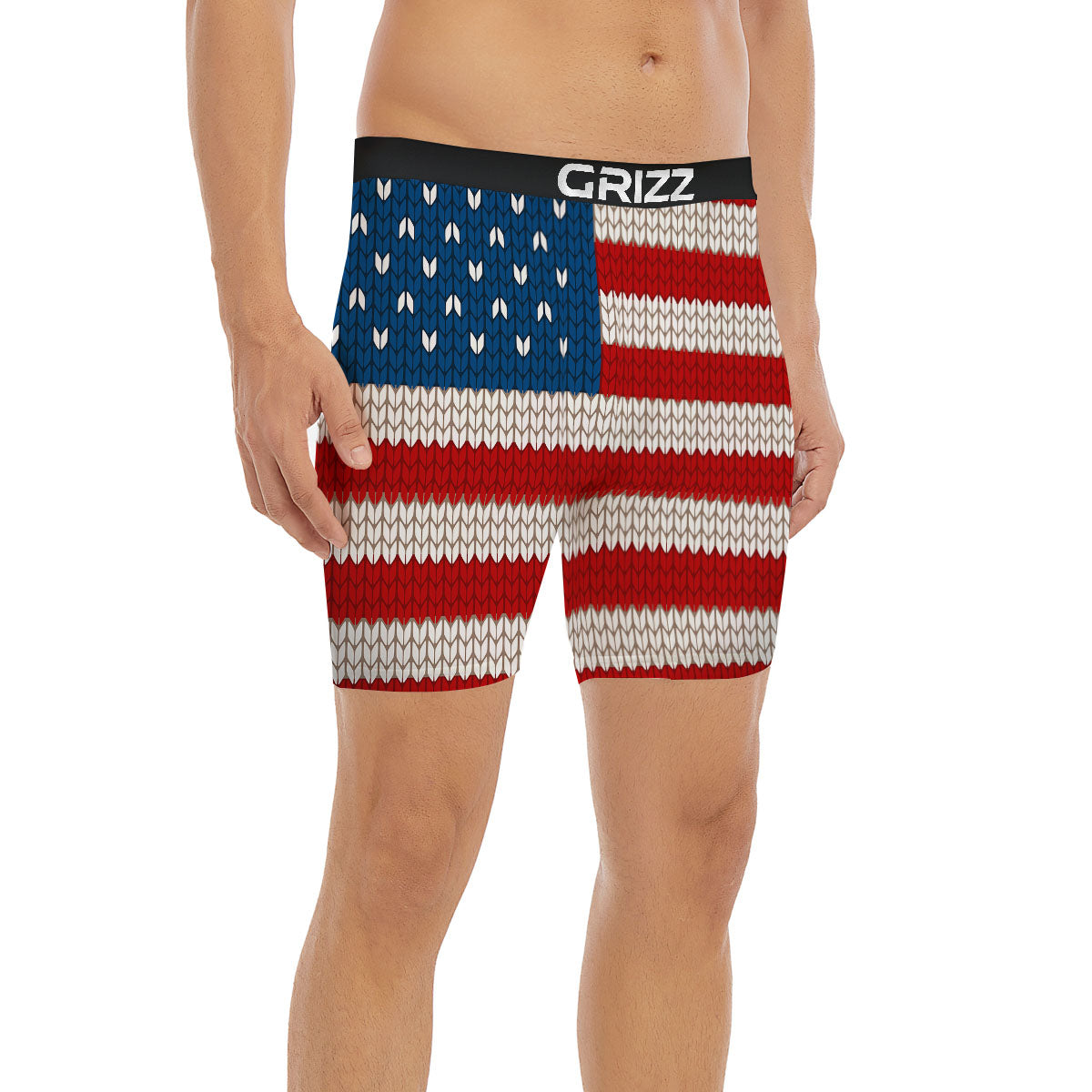 Knitted American Flag Print Boxer Briefs-grizzshop