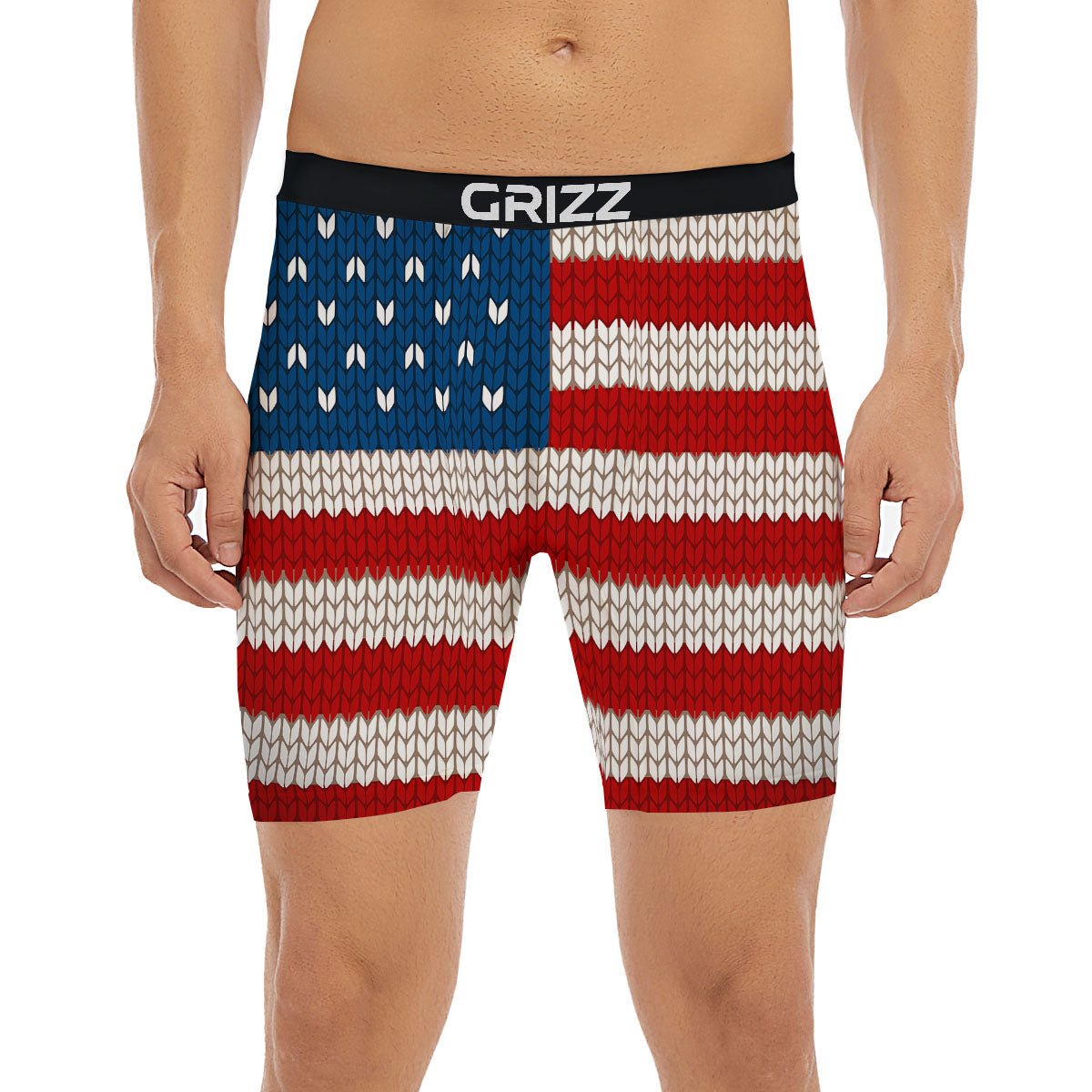 Knitted American Flag Print Boxer Briefs-grizzshop
