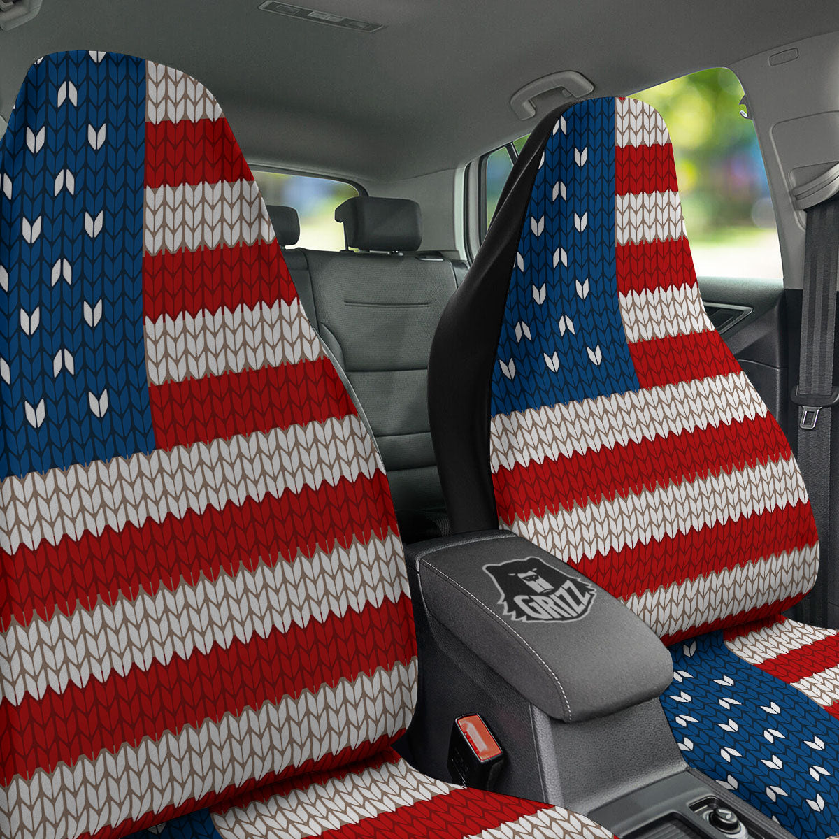 Knitted American Flag Print Car Seat Covers-grizzshop