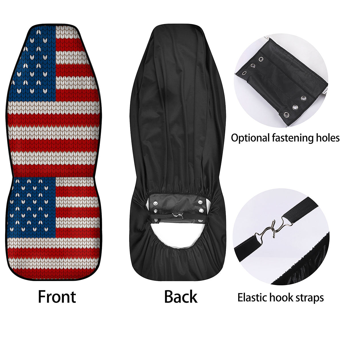 Knitted American Flag Print Car Seat Covers-grizzshop