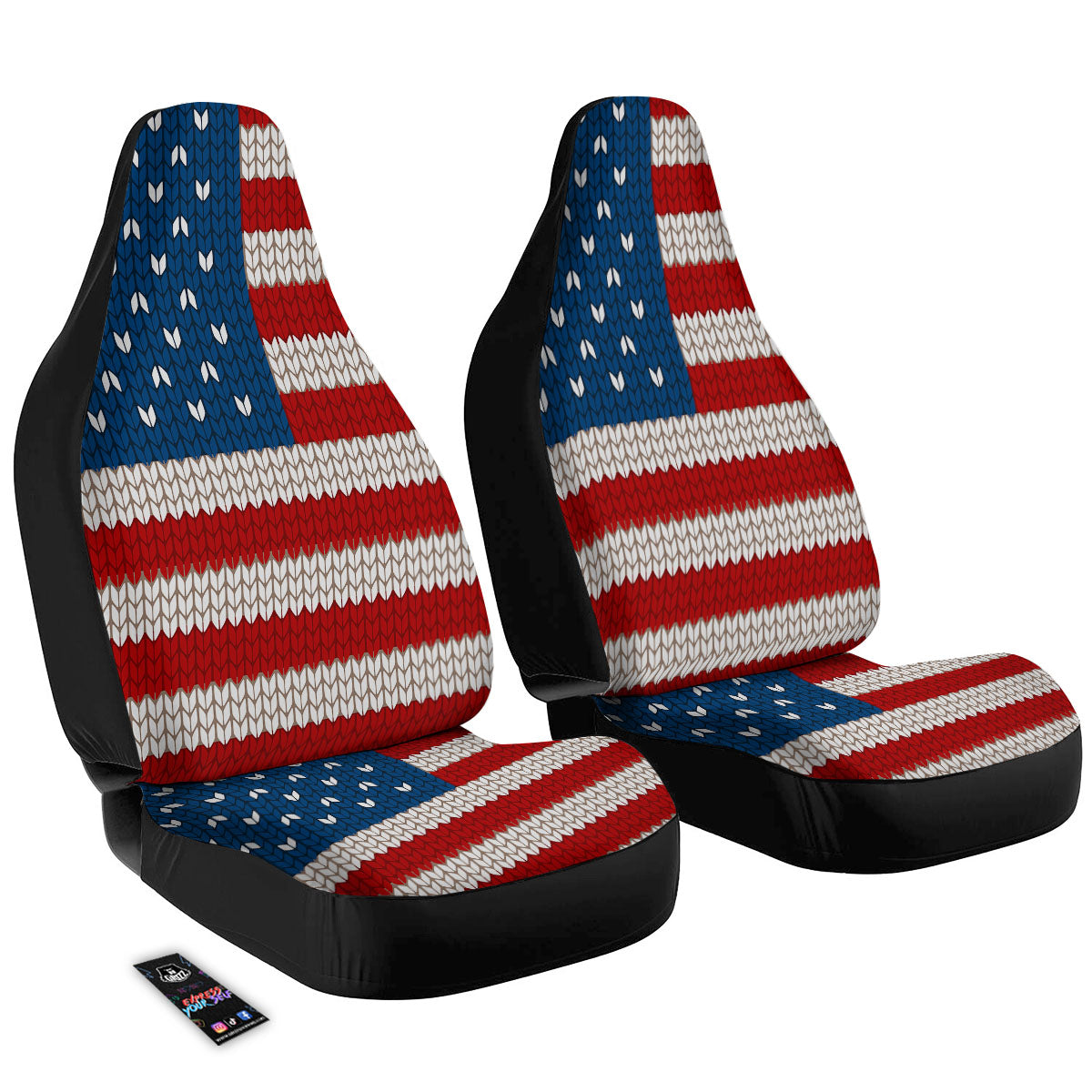 Knitted American Flag Print Car Seat Covers-grizzshop