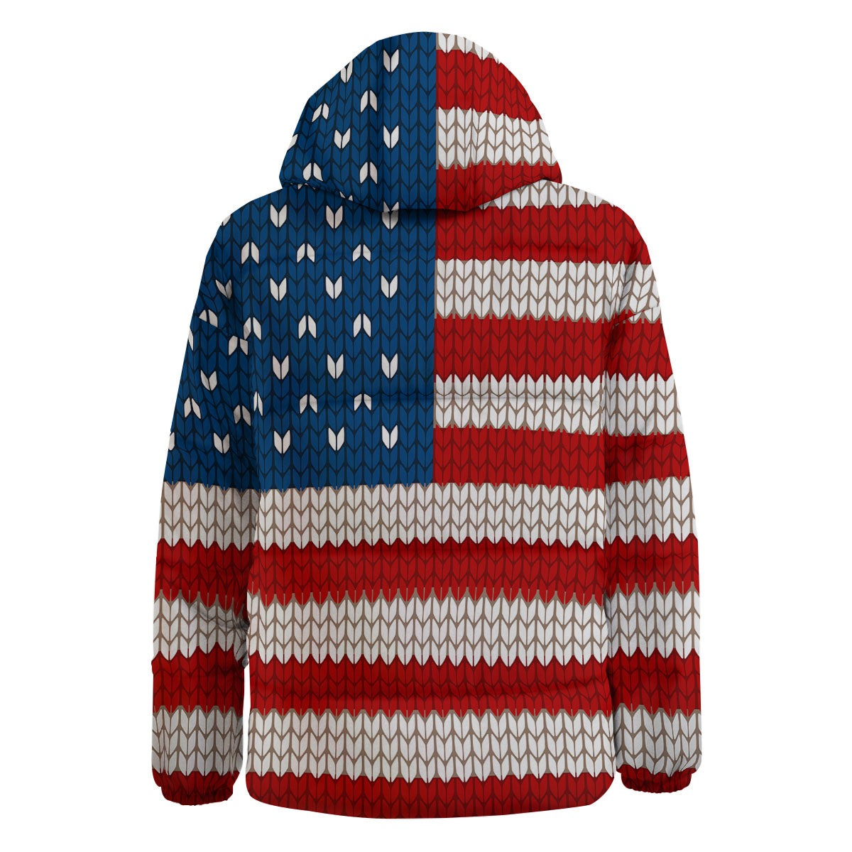 Knitted American Flag Print Down Jacket-grizzshop
