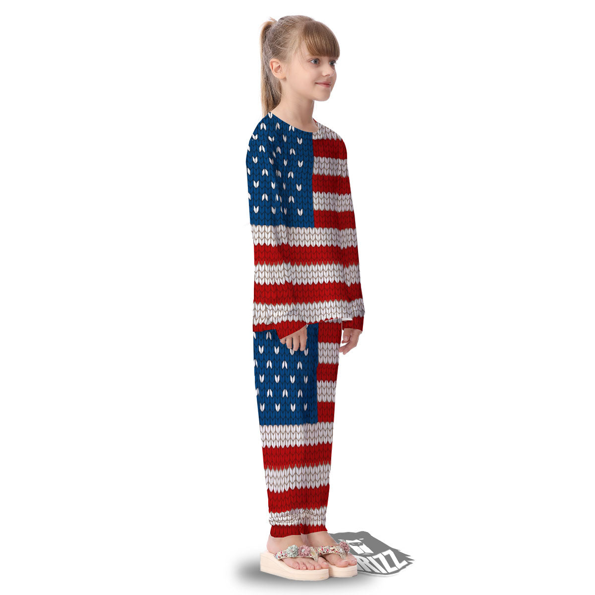 Knitted American Flag Print Kid's Pajamas-grizzshop