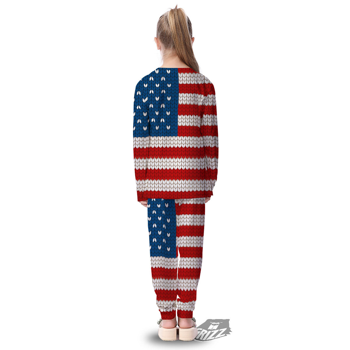 Knitted American Flag Print Kid's Pajamas-grizzshop