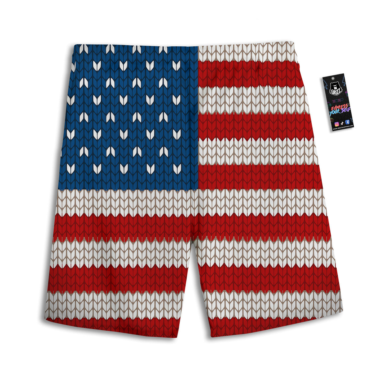 Knitted American Flag Print Men's Athletic Shorts