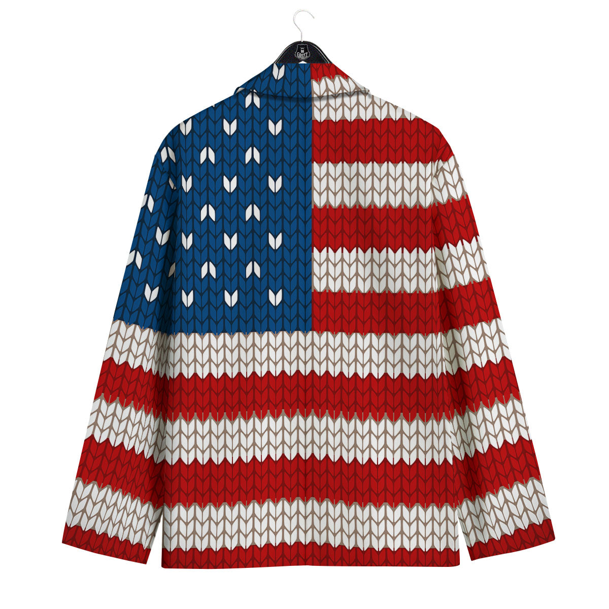 Knitted American Flag Print Men's Sport Coat-grizzshop