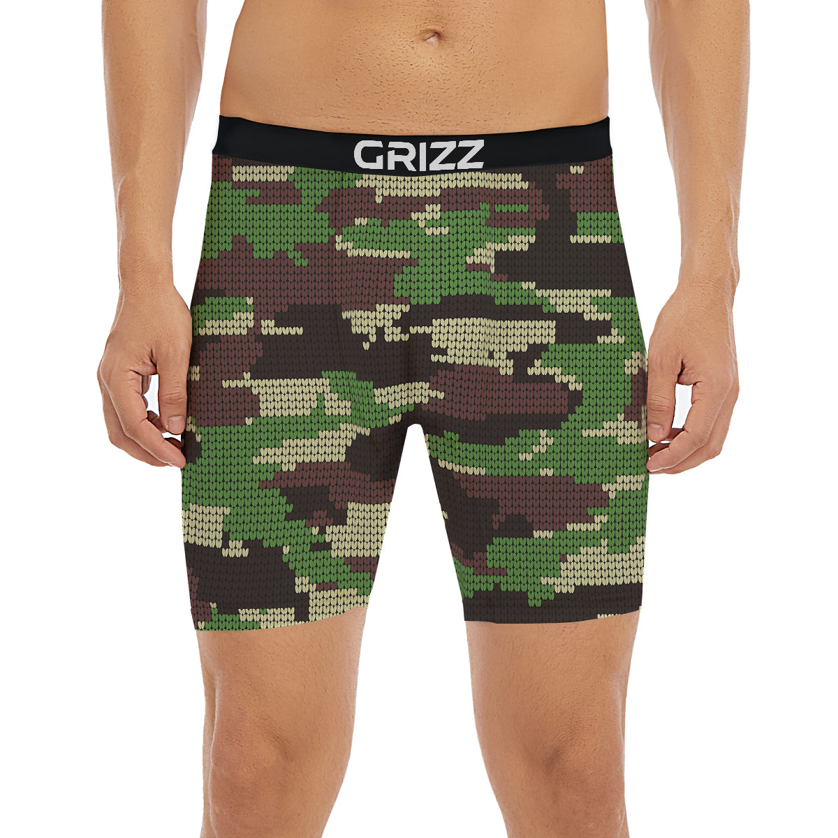 Knitted Army Camouflage Print Pattern Boxer Briefs-grizzshop