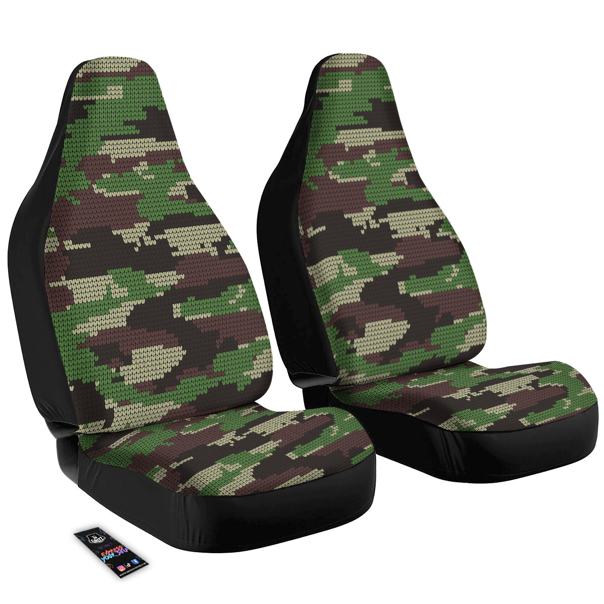 Knitted Army Camouflage Print Pattern Car Seat Covers-grizzshop