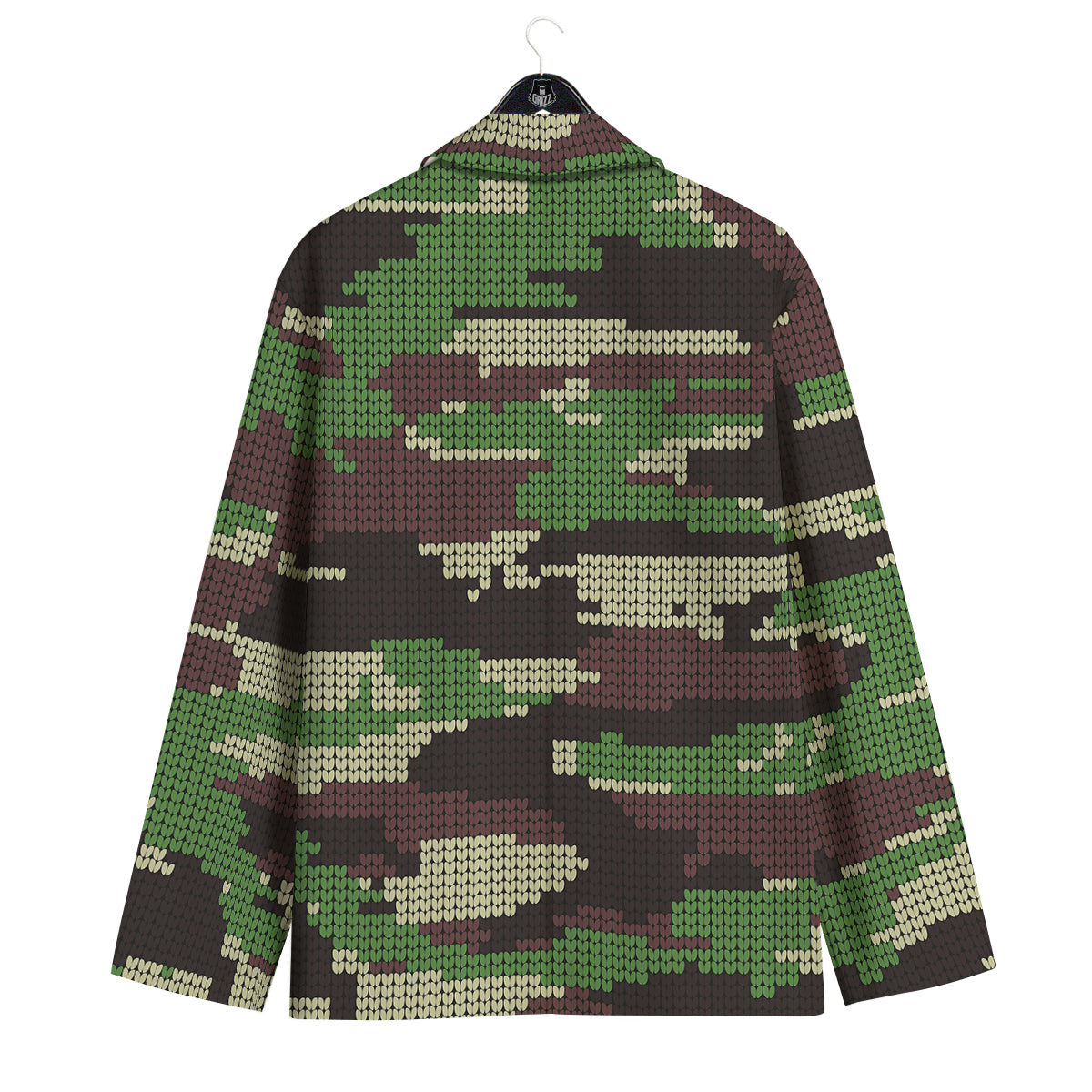 Knitted Army Camouflage Print Pattern Men's Sport Coat-grizzshop