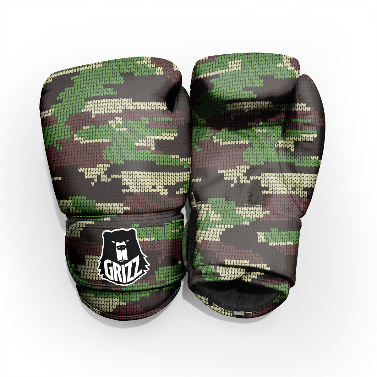 Knitted Army Camouflage Print Pattern Pro Boxing Glove