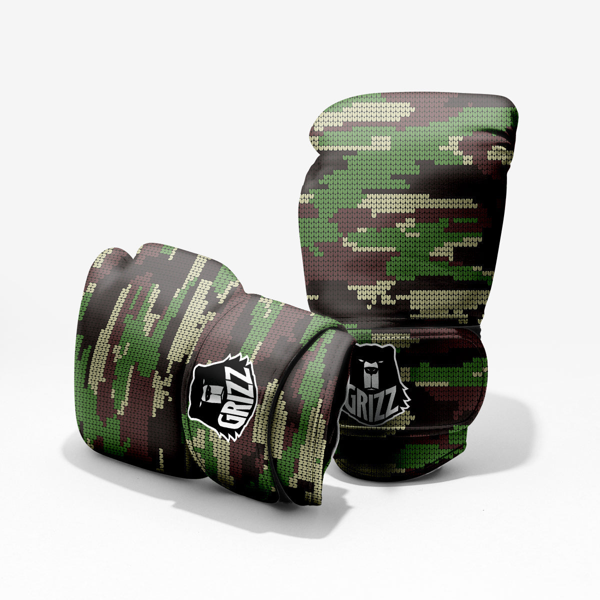 Knitted Army Camouflage Print Pattern Pro Boxing Glove