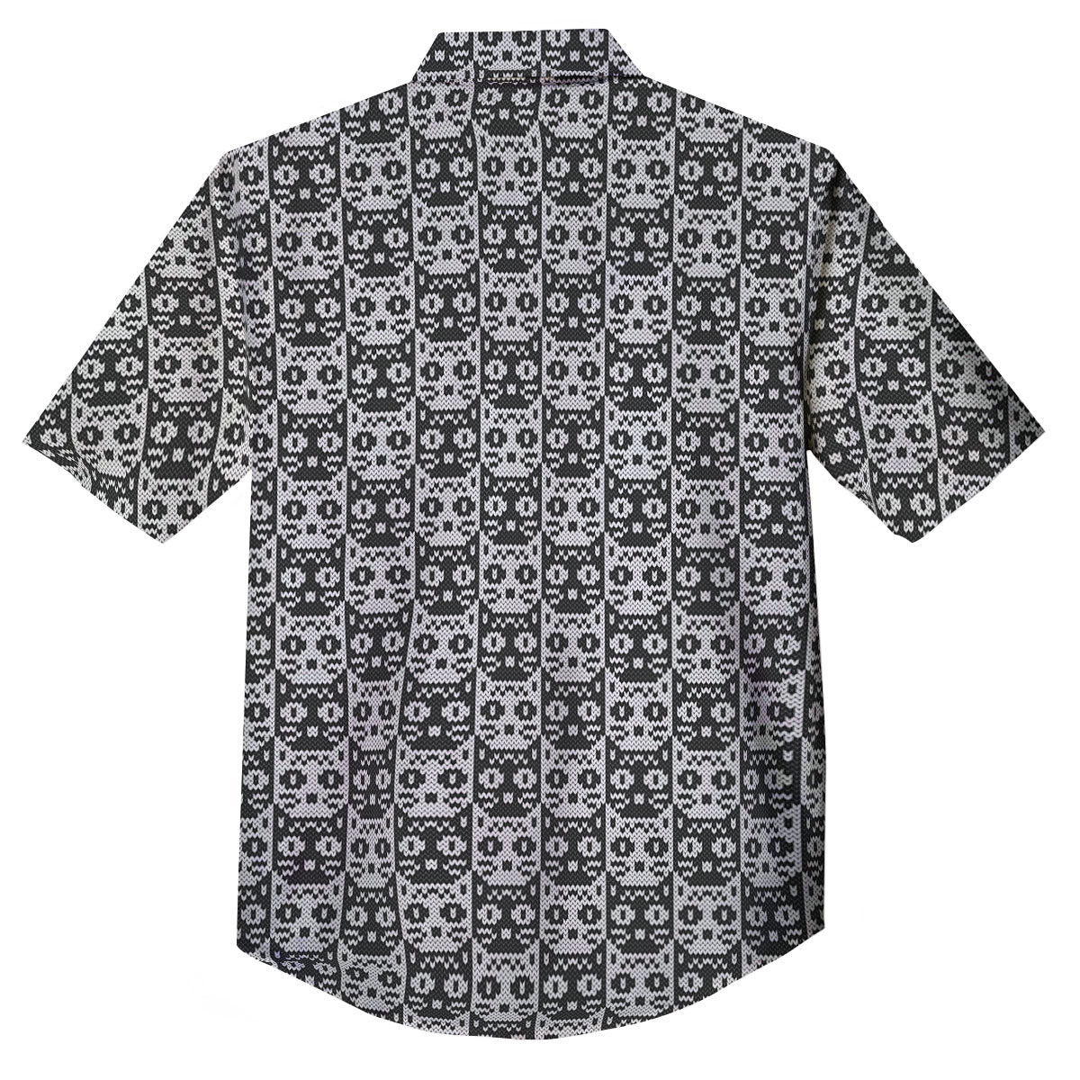 Knitted Black Cat Print Pattern Button Up Shirt-grizzshop
