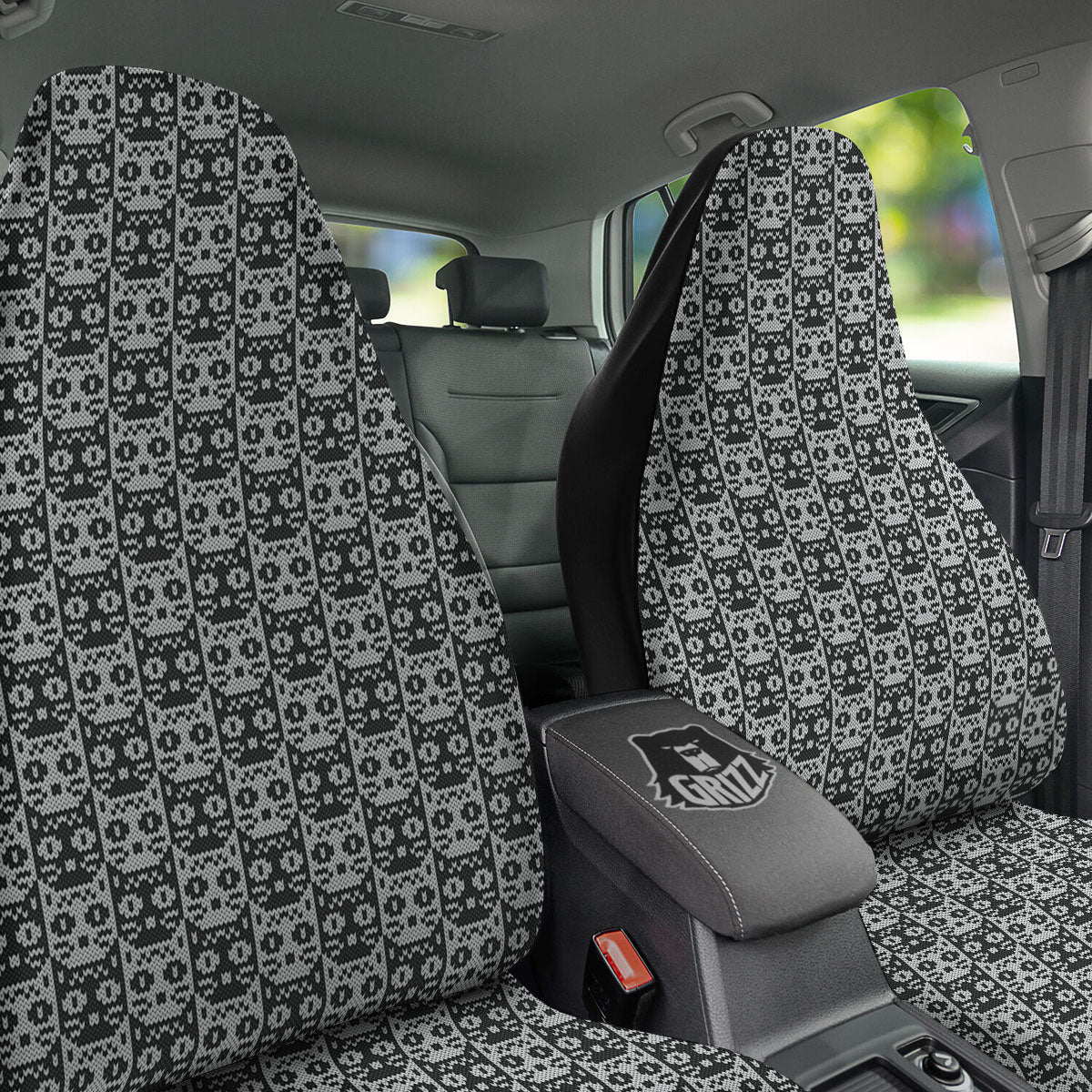 Knitted Black Cat Print Pattern Car Seat Covers-grizzshop