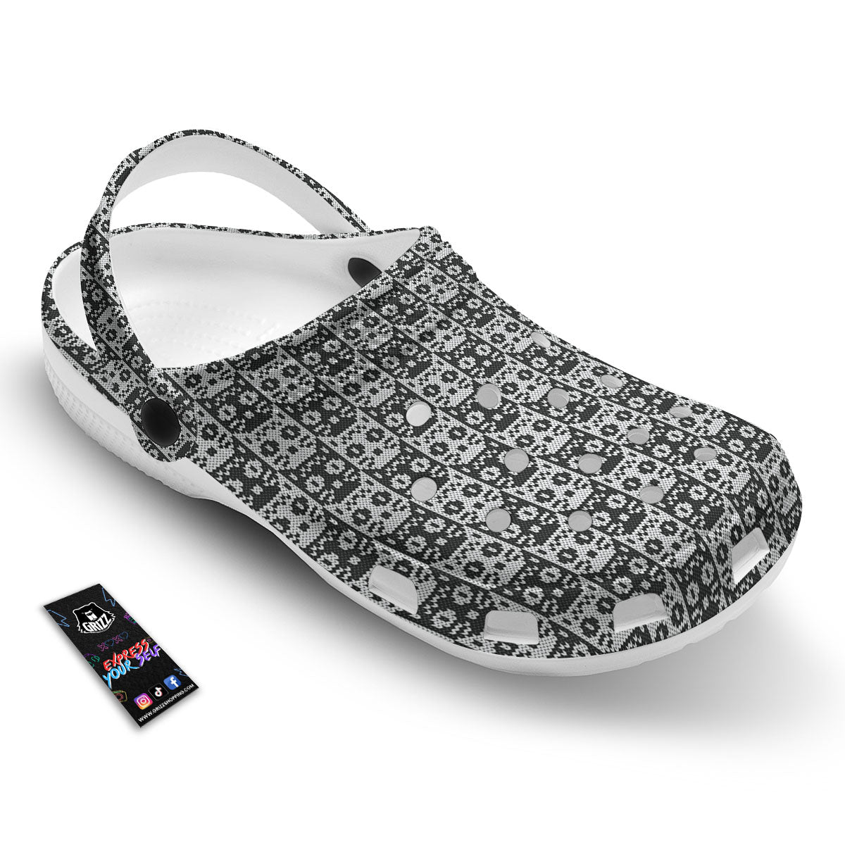 Knitted Black Cat Print Pattern Clog-grizzshop