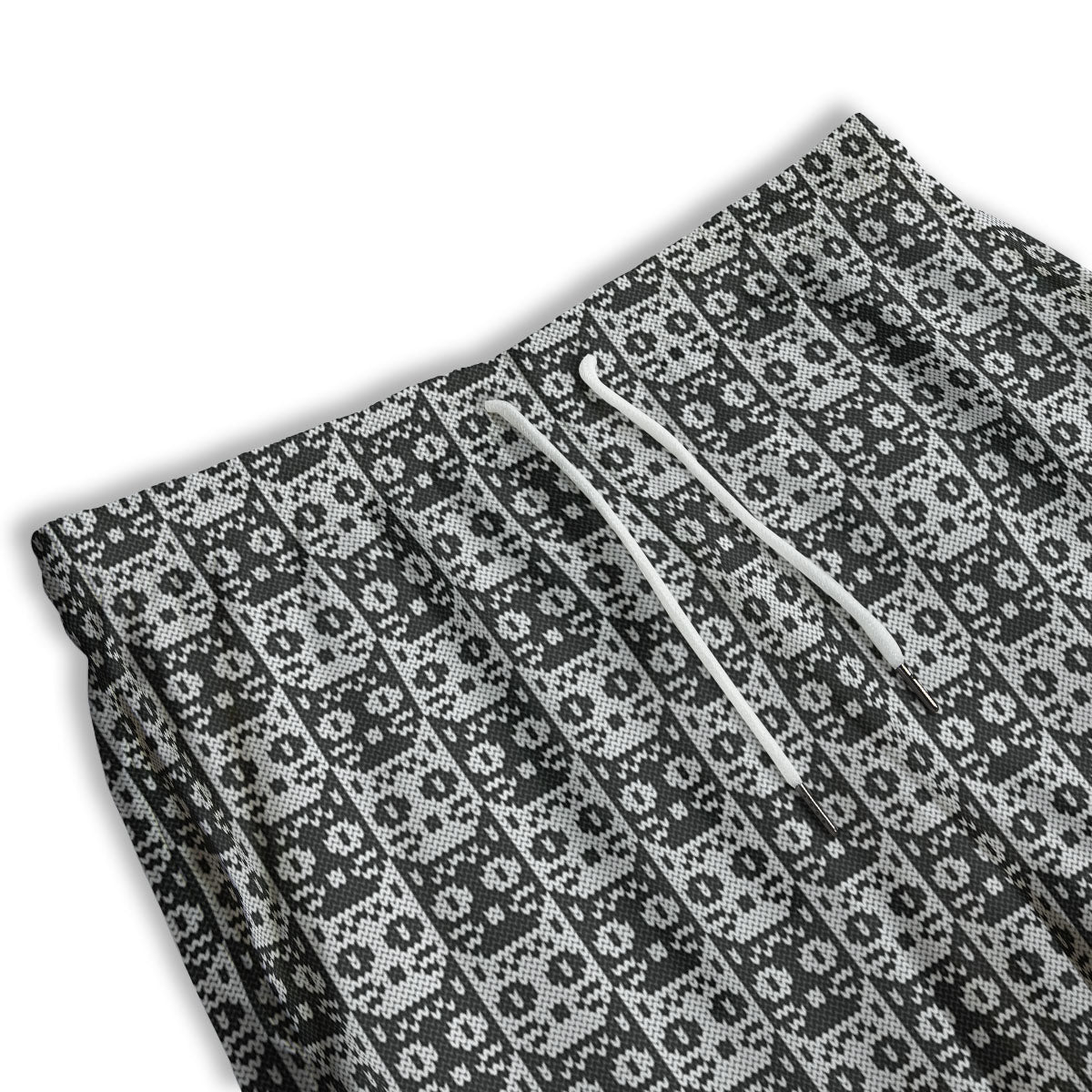 Knitted Black Cat Print Pattern Men's Athletic Shorts