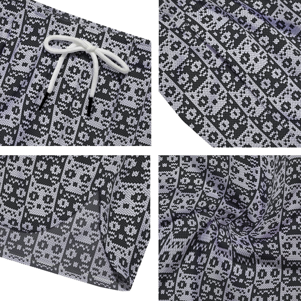 Knitted Black Cat Print Pattern Men's Running Shorts-grizzshop