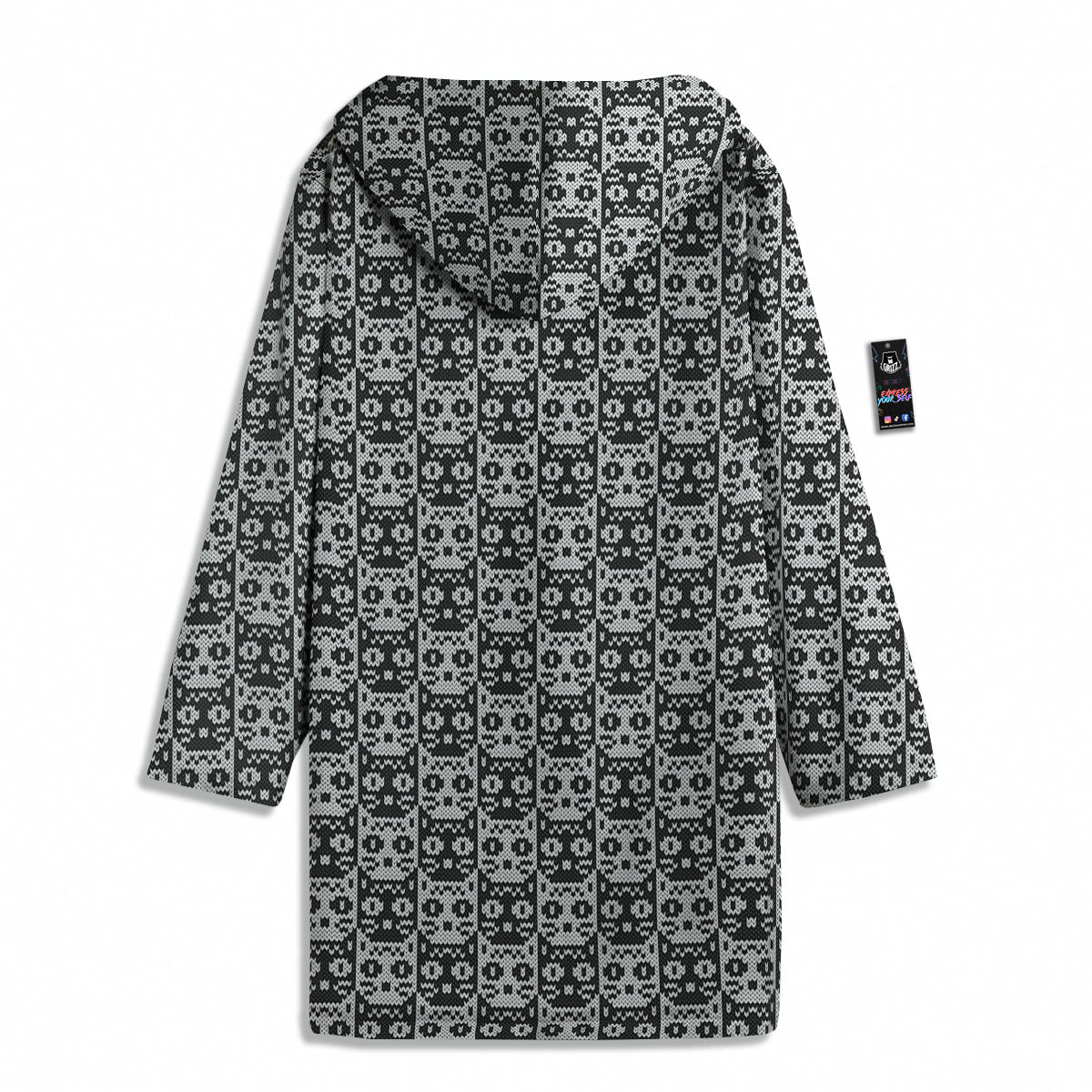 Knitted Black Cat Print Pattern Men's Windbreaker Jacket-grizzshop