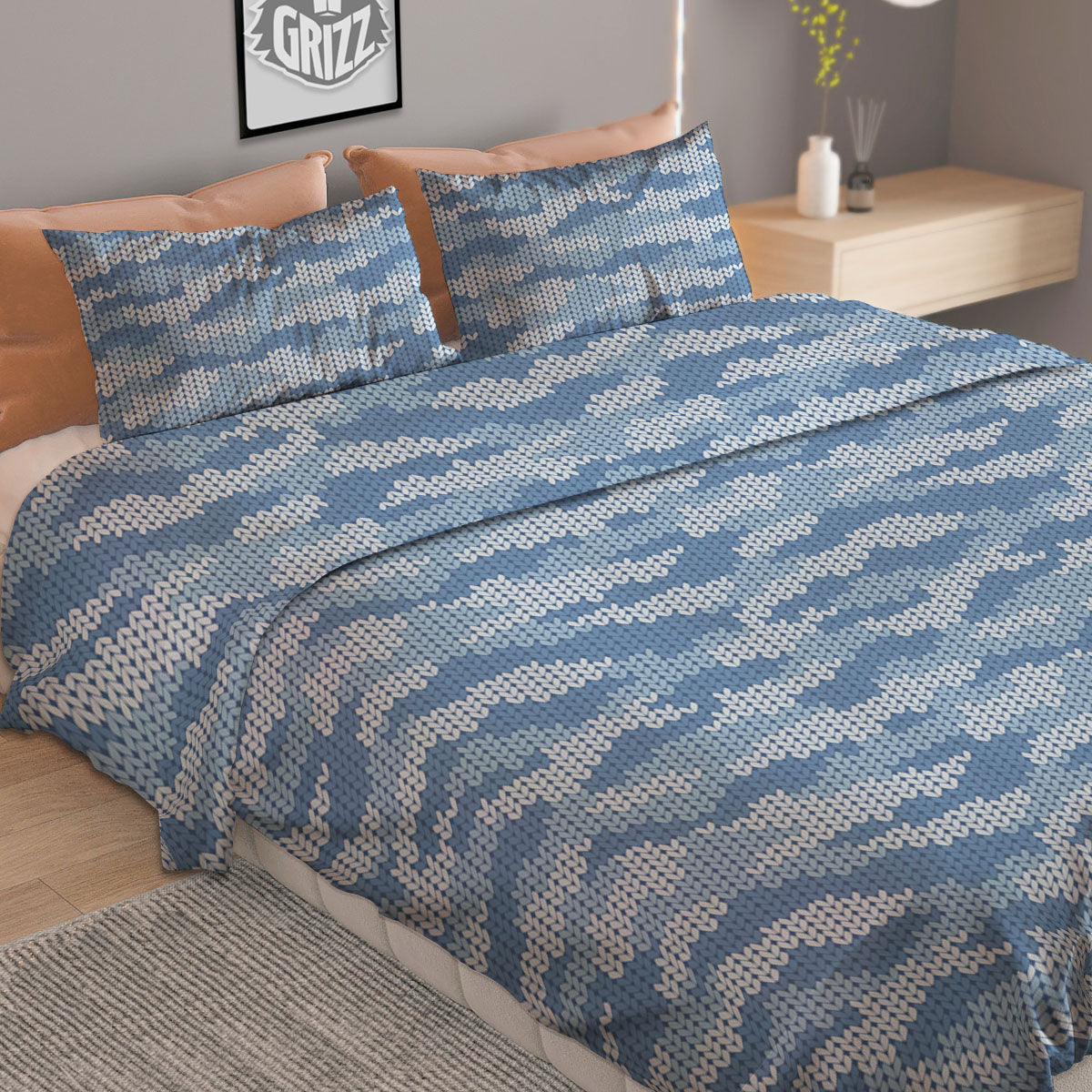 Houndstooth Grey Print Pattern Duvet Cover Bedding Set