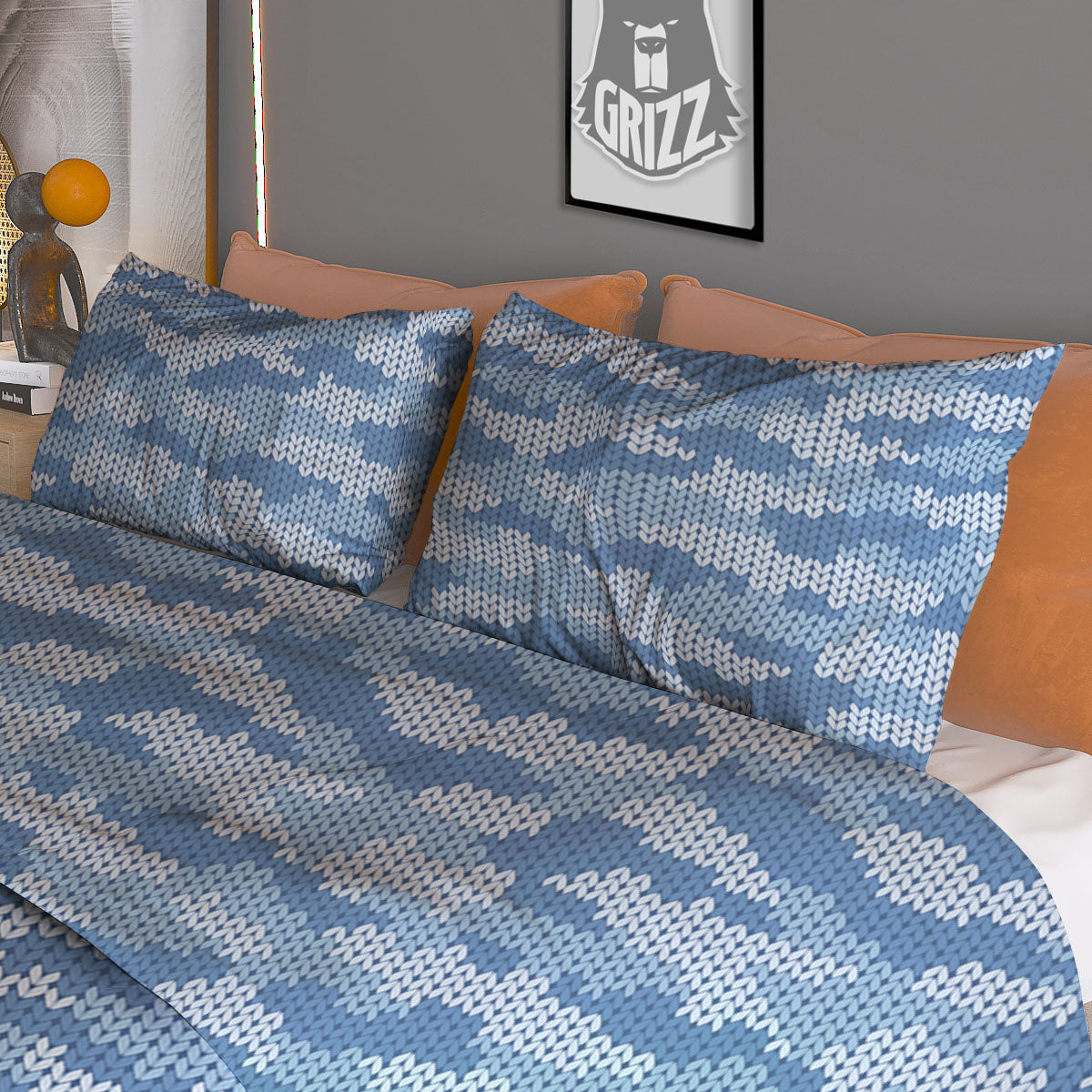 Houndstooth Grey Print Pattern Duvet Cover Bedding Set