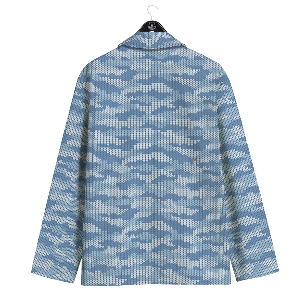 Knitted Blue Camouflage Print Pattern Men's Sport Coat-grizzshop