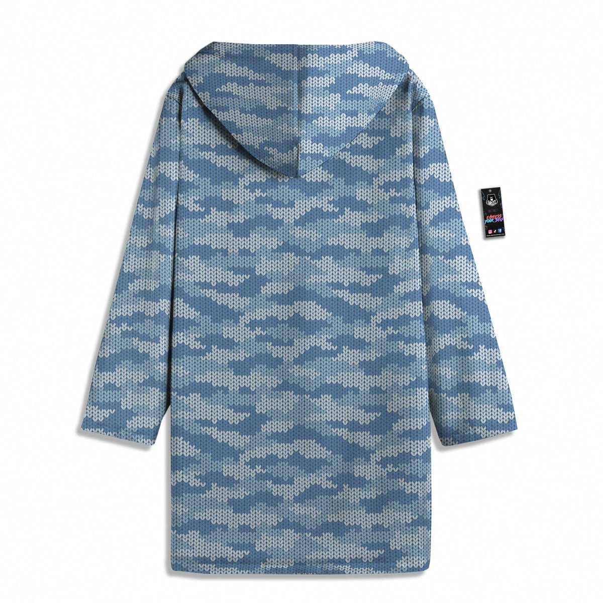 Knitted Blue Camouflage Print Pattern Men's Windbreaker Jacket-grizzshop