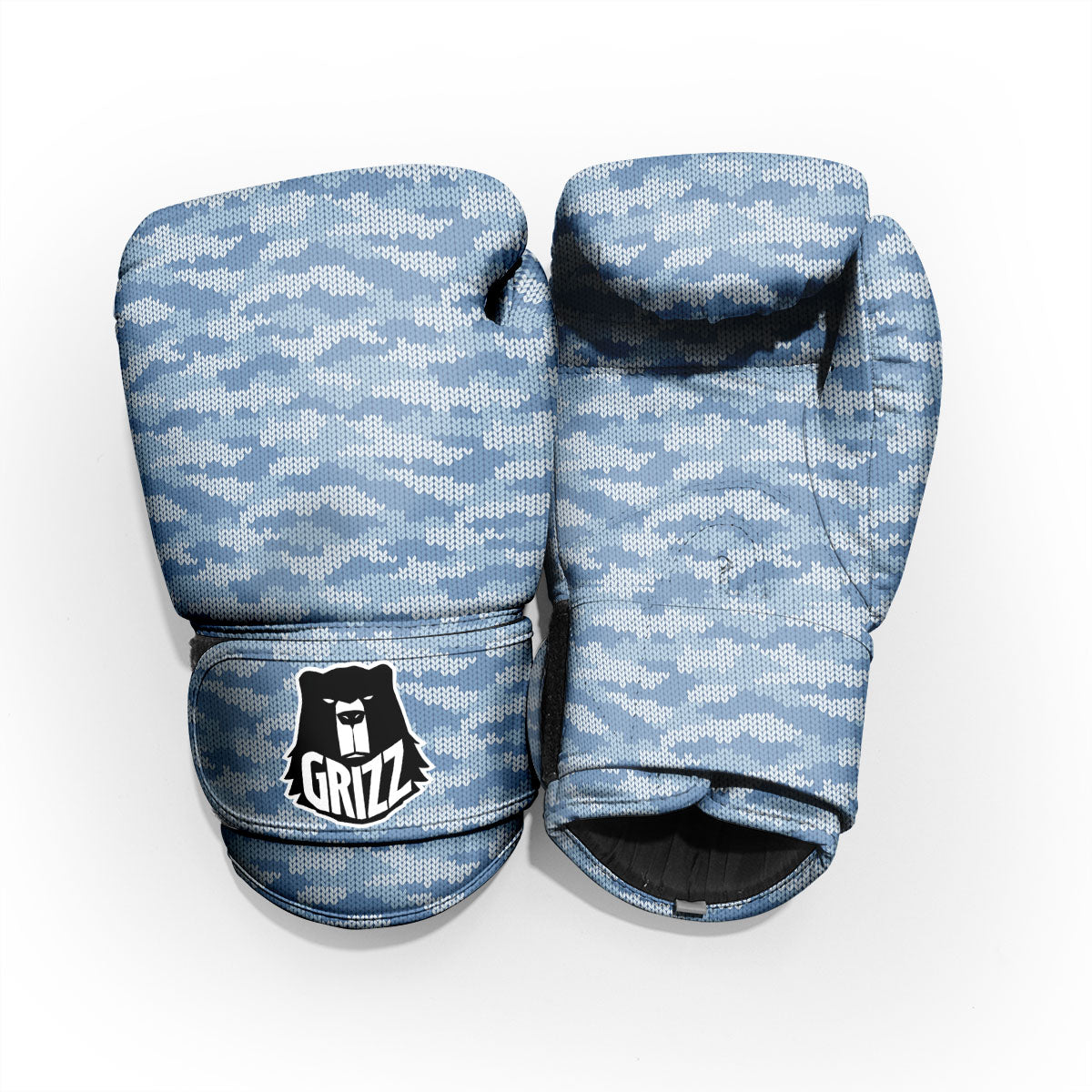 Knitted Blue Camouflage Print Pattern Pro Boxing Glove