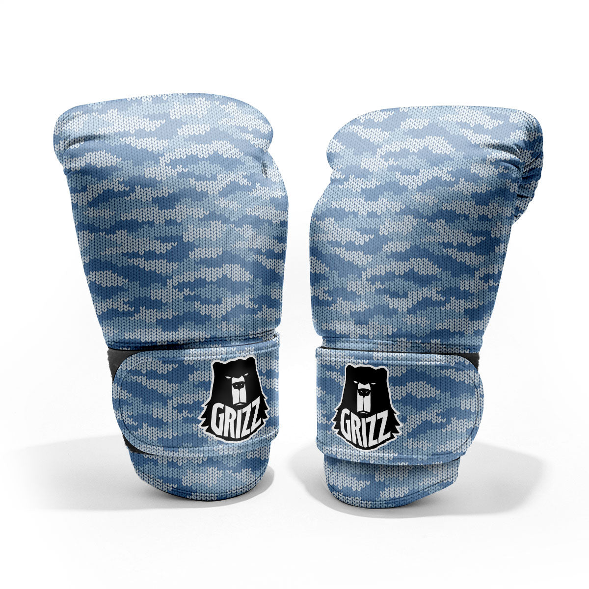 Knitted Blue Camouflage Print Pattern Pro Boxing Glove