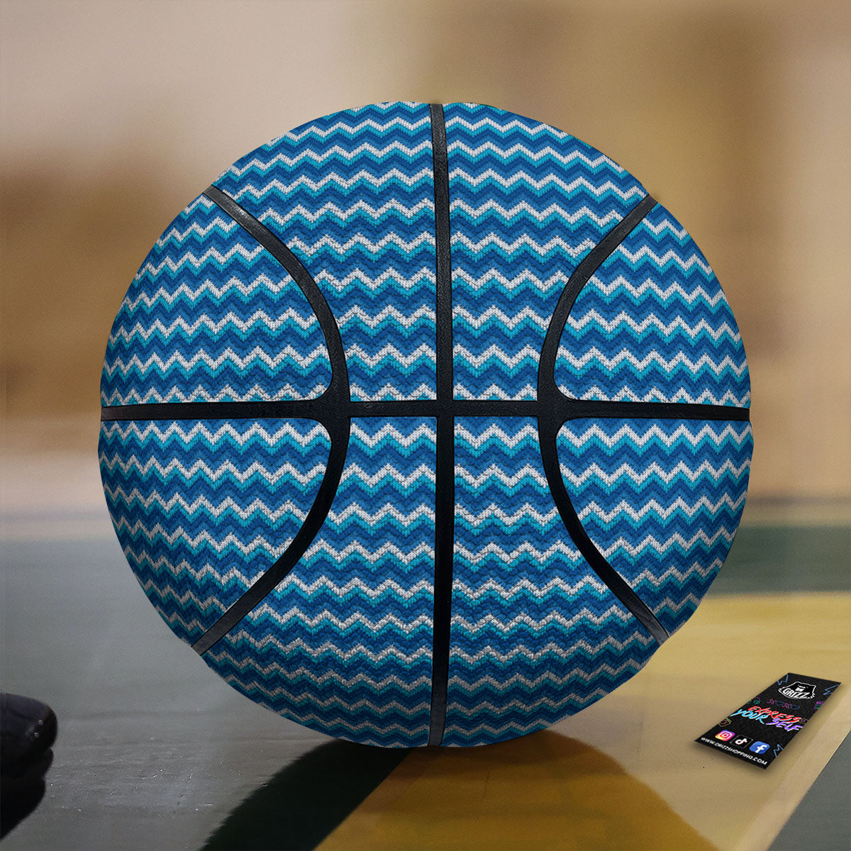 Knitted Blue Chevron Print Pattern Basketball-grizzshop