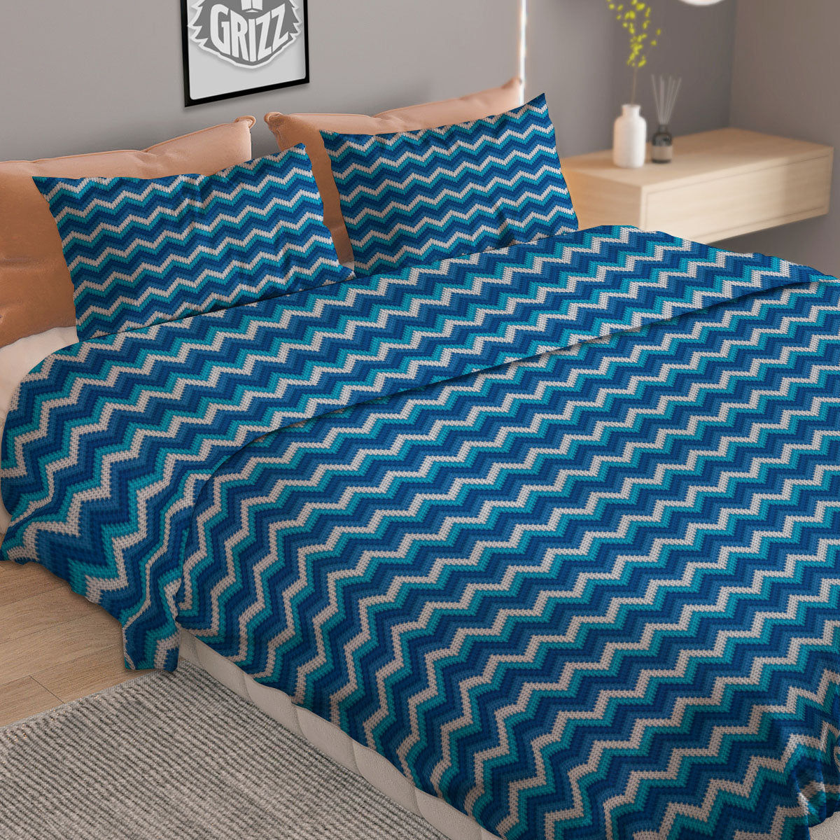 Houndstooth White And Grey Print Pattern Duvet Cover Bedding Set