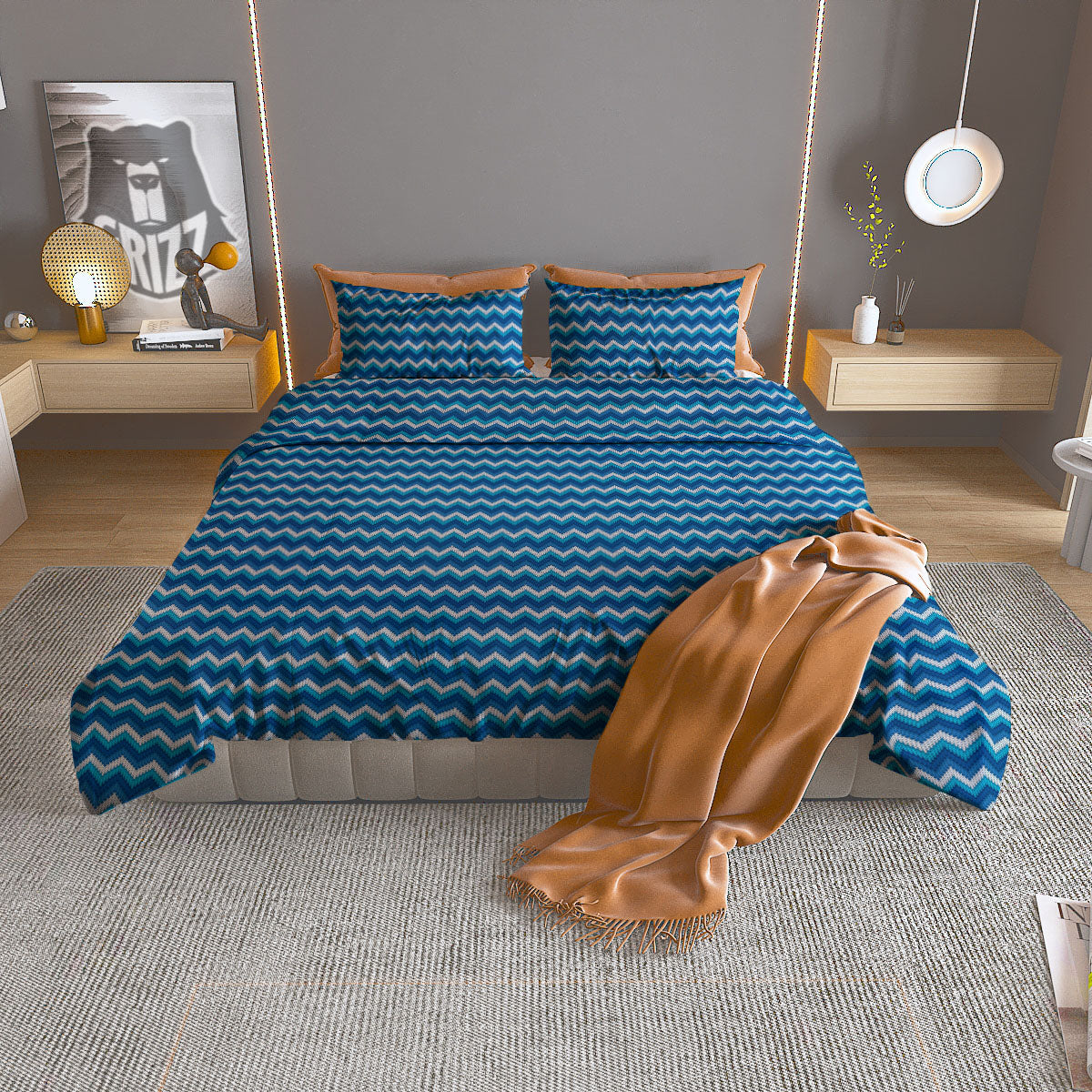 Houndstooth White And Grey Print Pattern Duvet Cover Bedding Set