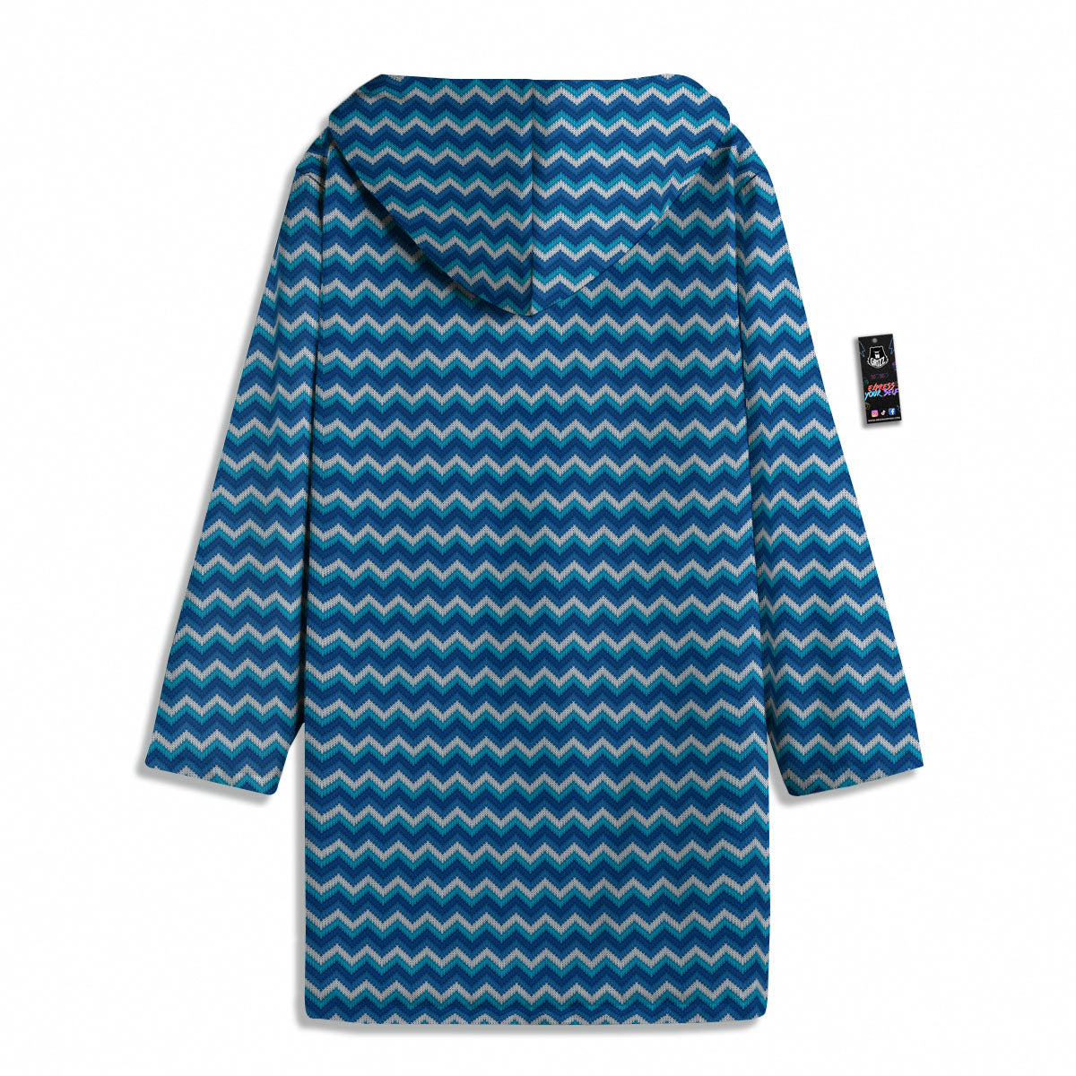 Knitted Blue Chevron Print Pattern Men's Windbreaker Jacket-grizzshop