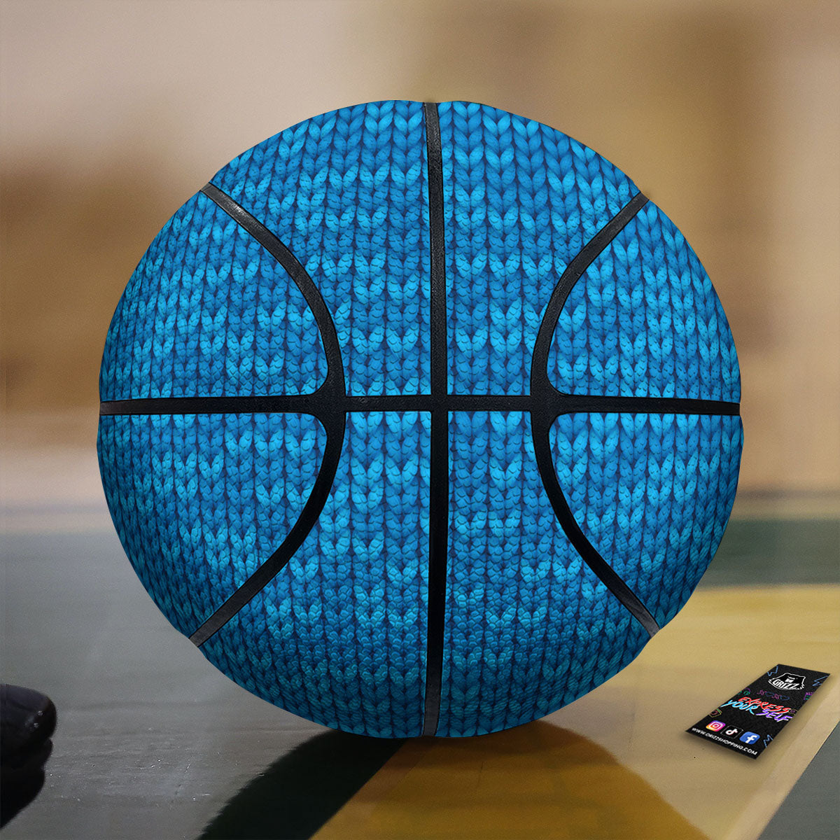 Knitted Blue Print Pattern Basketball-grizzshop